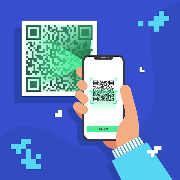 Free Vector smartphone scanning qr code