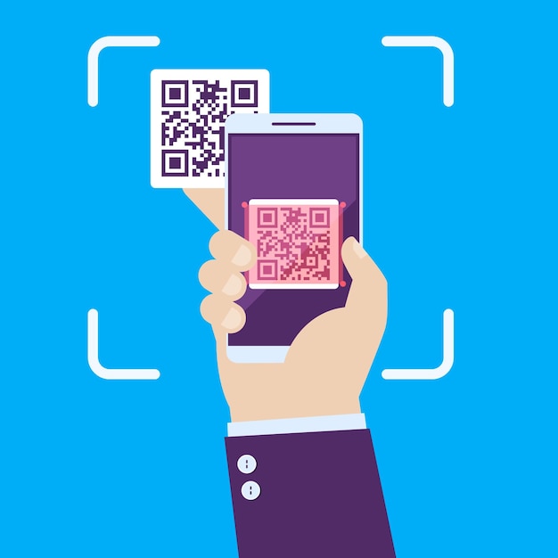 Free vector smartphone scanning qr code