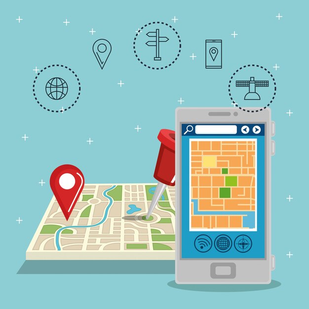 smartphone with gps navigation app