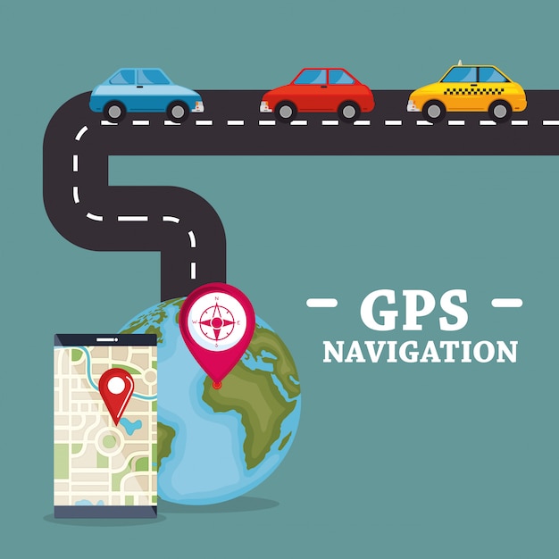 Free Vector smartphone with gps navigation app