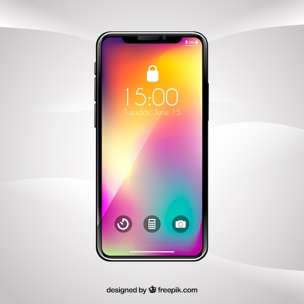 Smartphone with gradient wallpaper