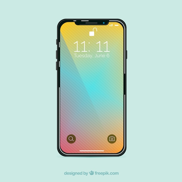 Free Vector smartphone with gradient wallpaper