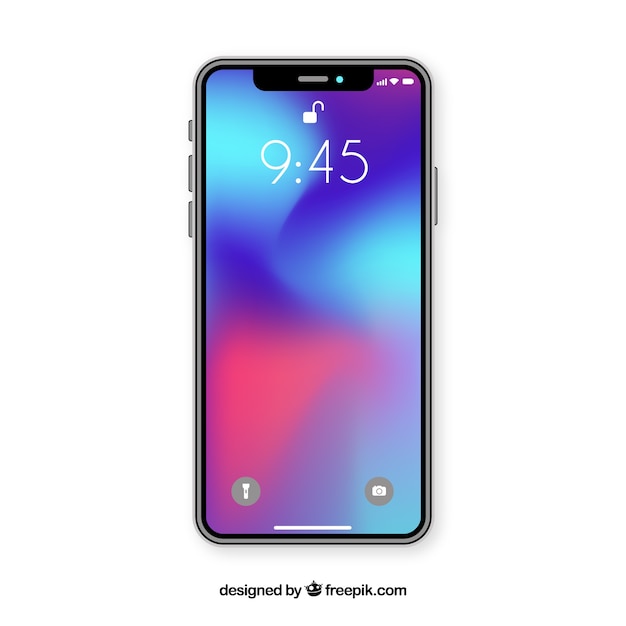 Free vector smartphone with gradient wallpaper