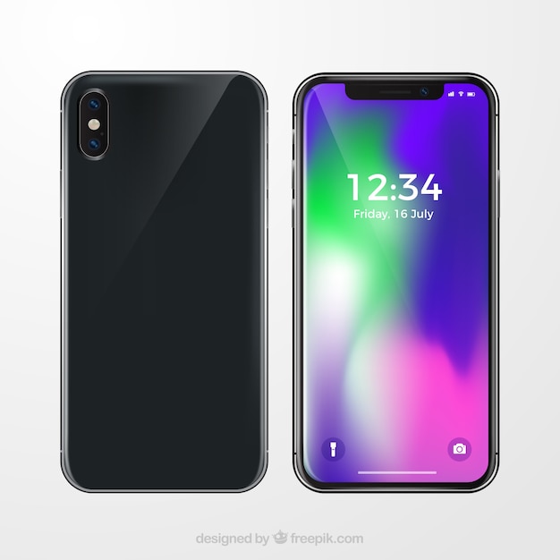 smartphone with gradient wallpaper