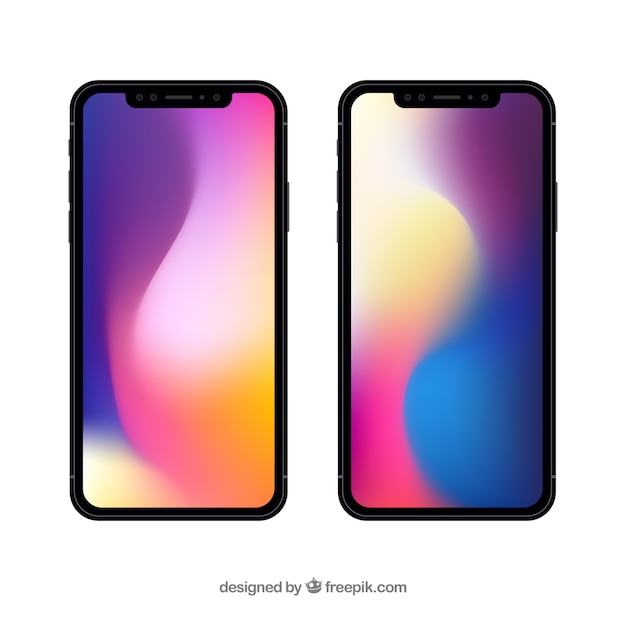 smartphone with gradient wallpaper