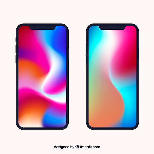 Smartphone with gradient wallpaper