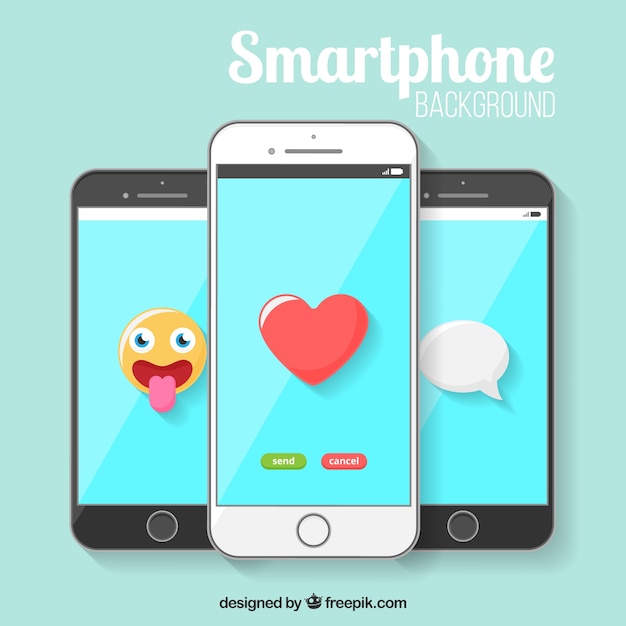 Free Vector smartphone with icons background