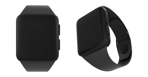 Free Vector smartwatch with blank screen and black wrist band