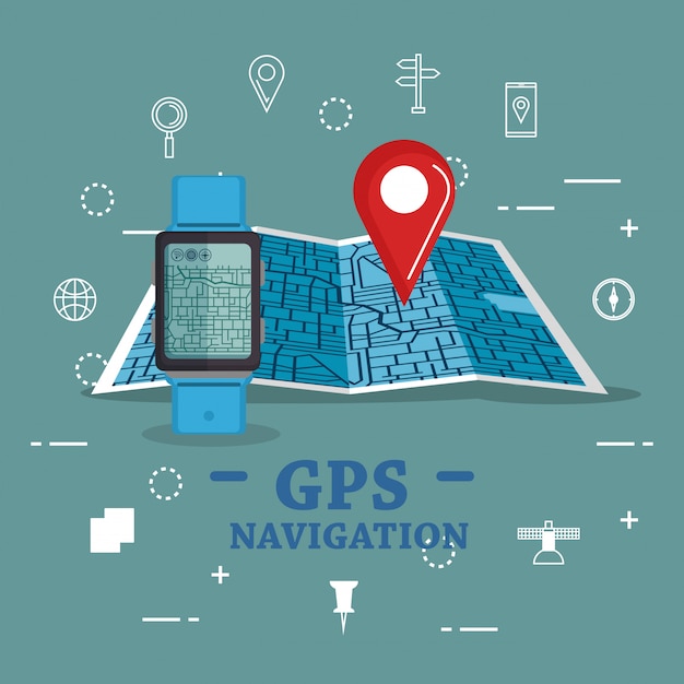 Free Vector smartwatch with gps navigation app