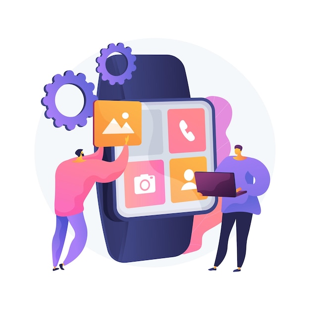 Free vector smartwatches mobile apps development abstract concept illustration