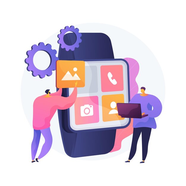 Smartwatches mobile apps development abstract concept illustration