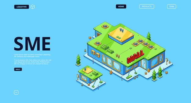 Sme isometric landing page small medium enterprise