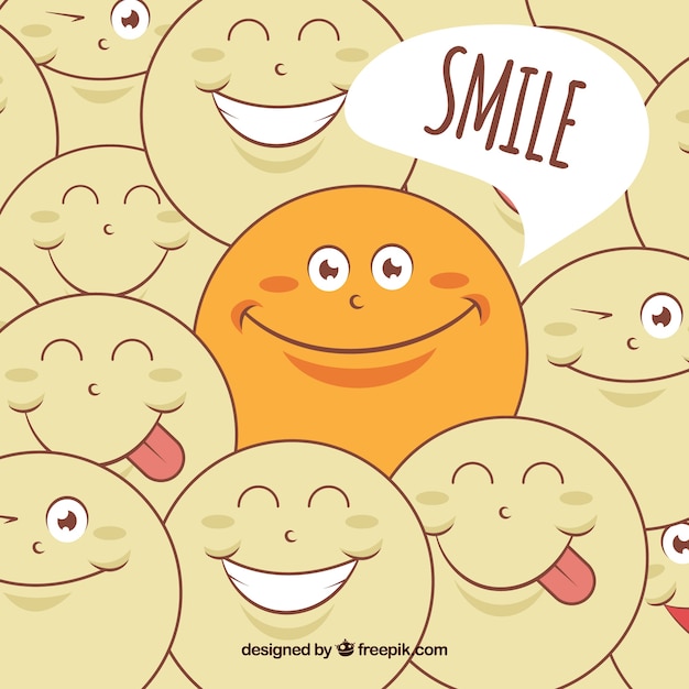 Free Vector  smile background with happy emoticon