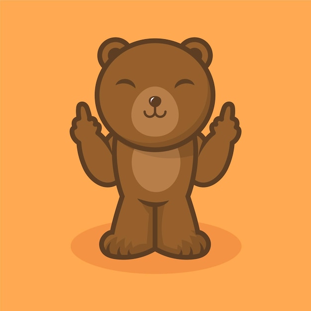 Free Vector smiley bear showing the fuck you symbol