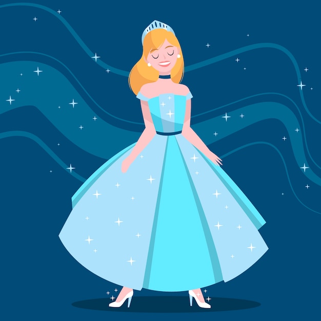 Smiley cinderella in blue dress