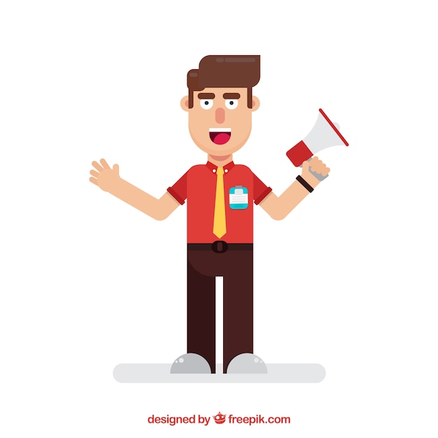 Smiley salesman with flat design