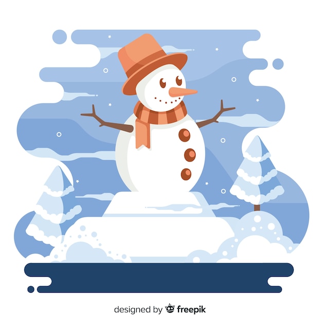 Smiley snowman with hat and scarf christmas background