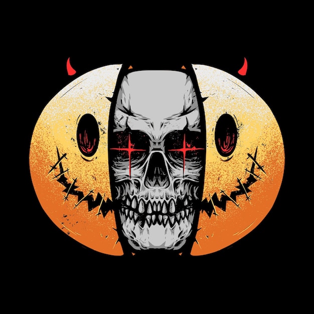 Free vector smiley symbol with skull tshirt design