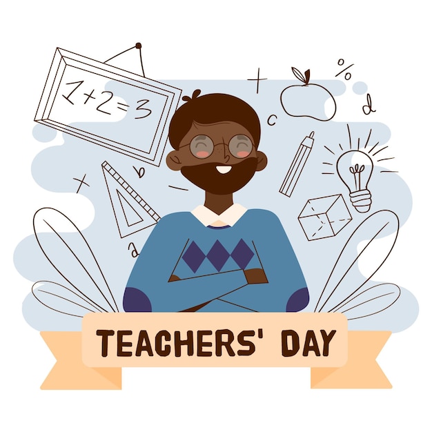 Free vector smiley teacher on teacher's day illustration