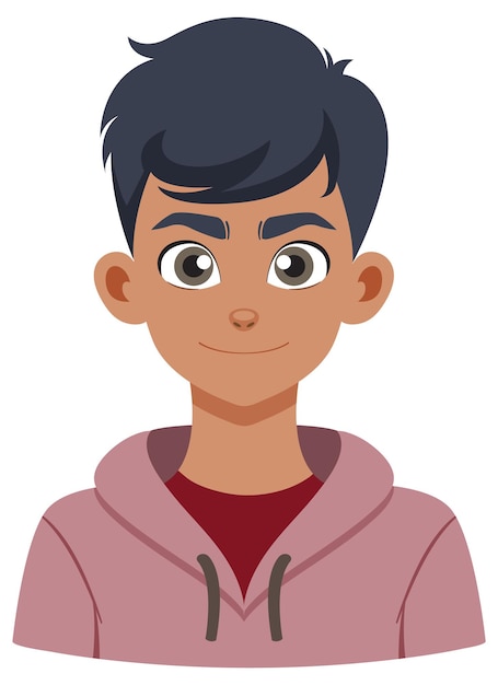 Free Vector smiling boy in pink hoodie