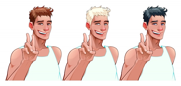 Free Vector smiling boy in three versions