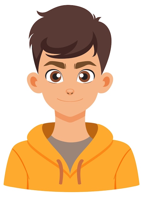 Free Vector smiling boy in yellow hoodie