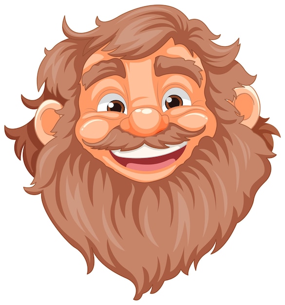 Free vector smiling cartoon character old man with beard and mustache