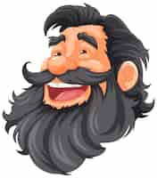 Free vector smiling cartoon character with beard and mustache