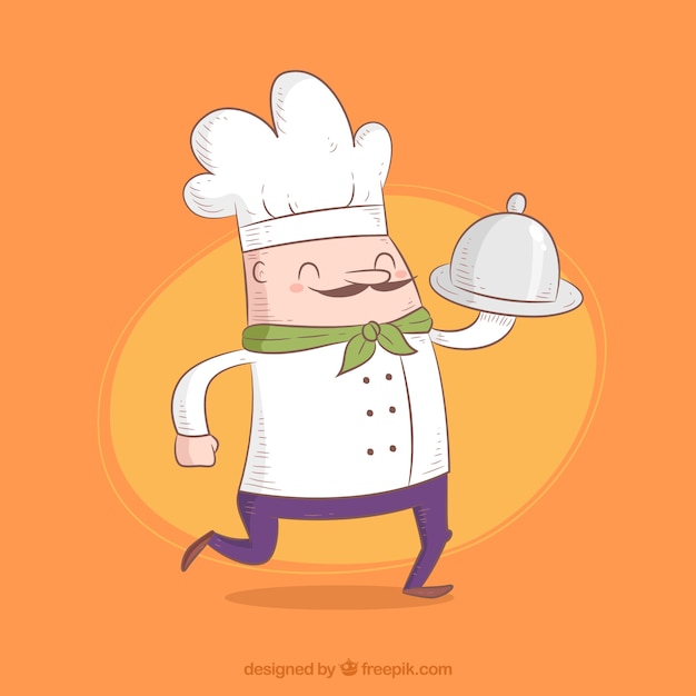 Free Vector smiling chef with tray