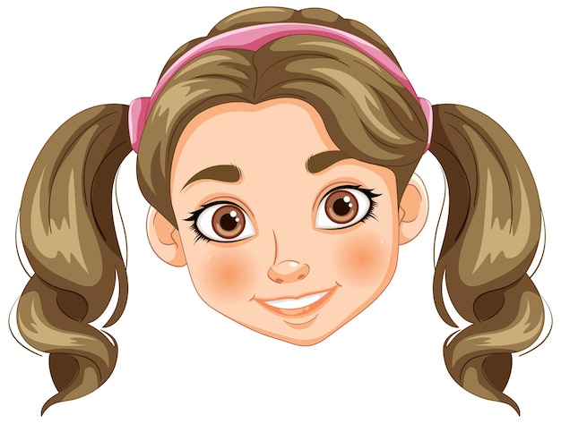 Free vector smiling girl with pigtails vector illustration