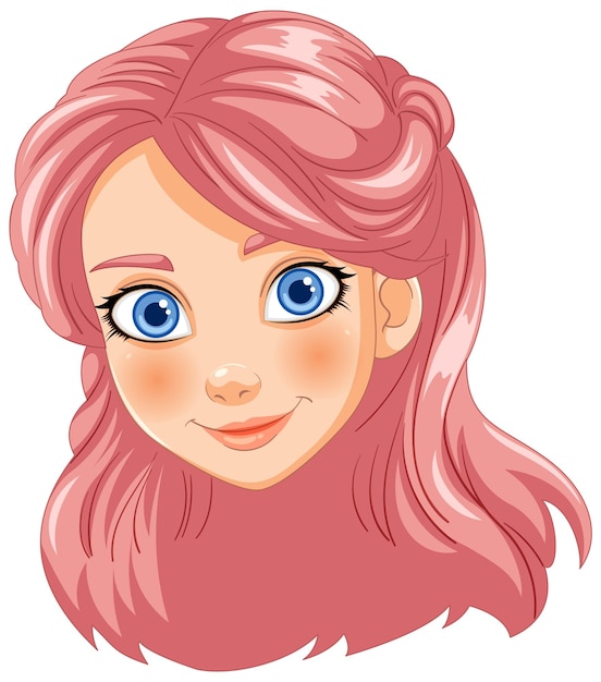 Free Vector smiling girl with pink hair illustration