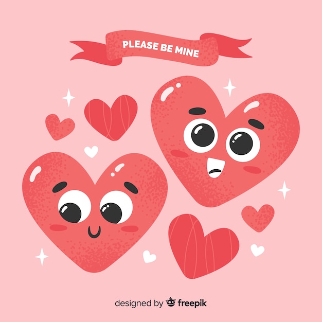 Free Vector smiling hearts valentine's day background