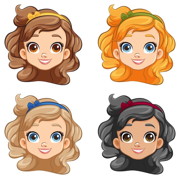 Free Vector smiling princess head in beautiful cartoon style