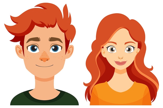 Free Vector smiling redhaired man and woman