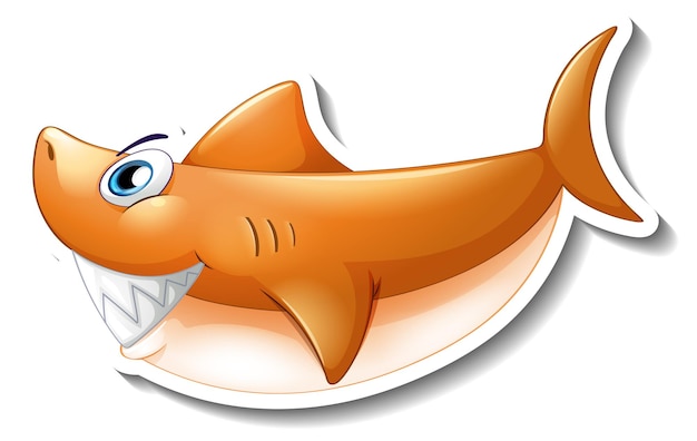 Free Vector smiling shark cartoon sticker