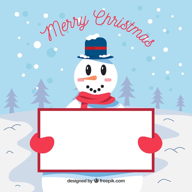 Smiling snowman background with poster