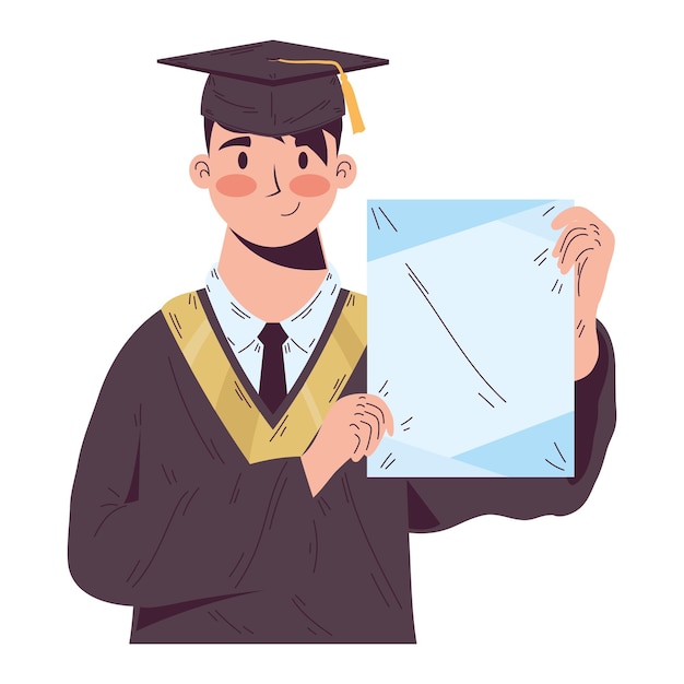 Free Vector smiling student holds a diploma