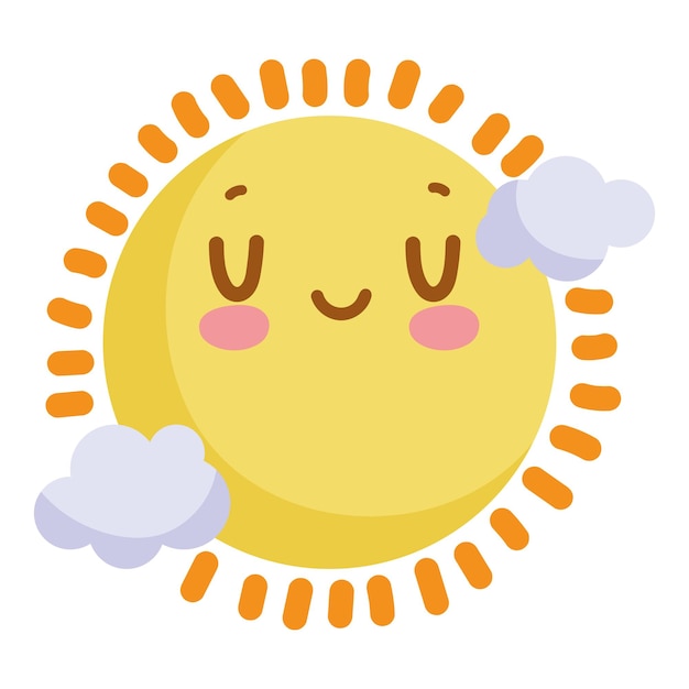 Free vector smiling sun cartoon brings summer fun and happiness icon