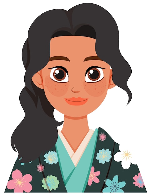 Free Vector smiling woman in floral kimono