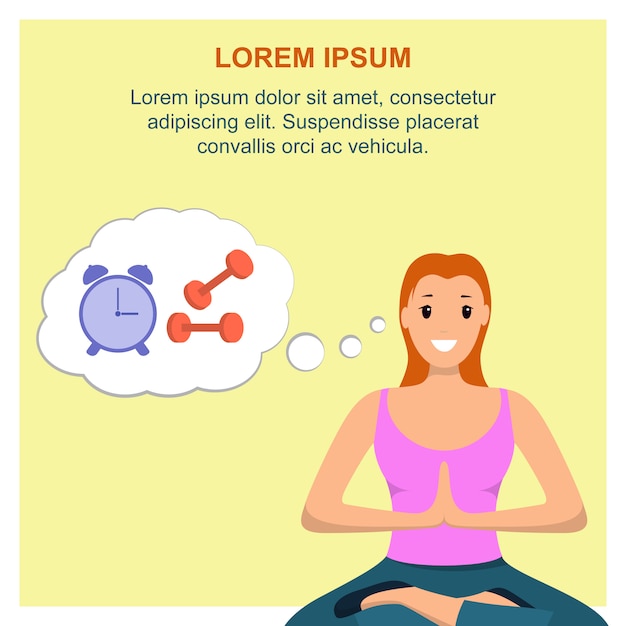 Smiling Woman Sits Lotus Position Involved Sport