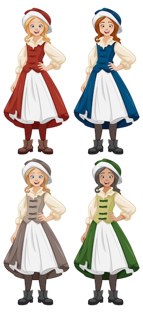 Free Vector smiling woman in traditional austrian outfit