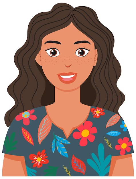 Free Vector smiling woman with floral shirt