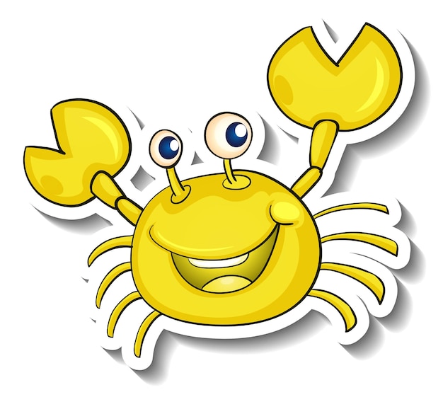 Smiling yellow crab cartoon sticker