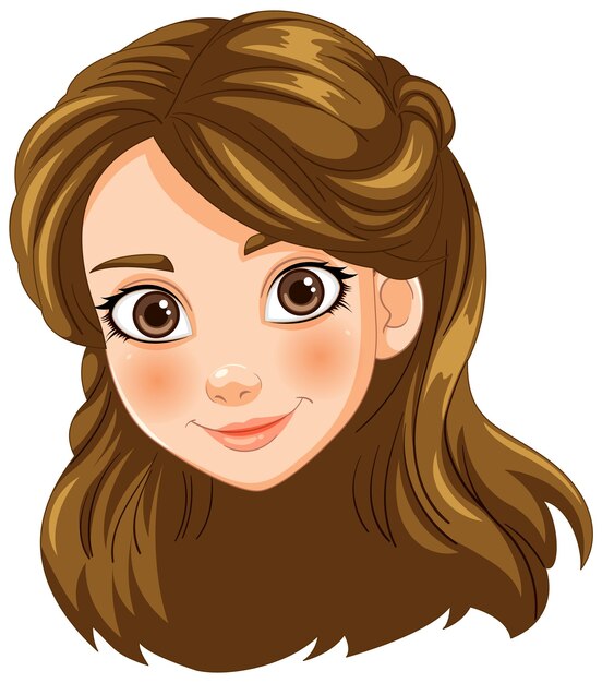 Smiling Young Girl Cartoon Portrait