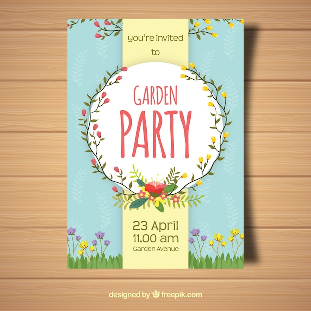 Free vector smooth blue garden party invitation