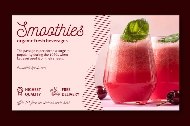 Smoothies bar horizontal banner template