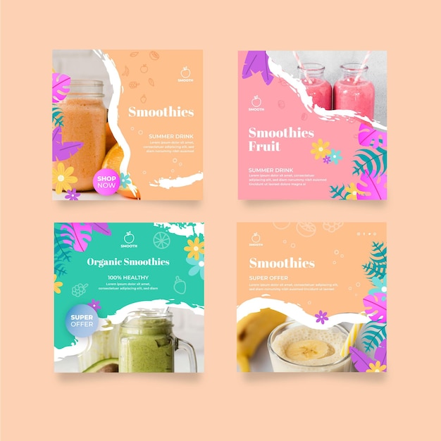 Free Vector smoothies bar instagram posts