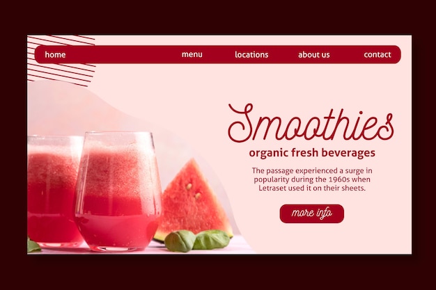 Free Vector smoothies bar landing page