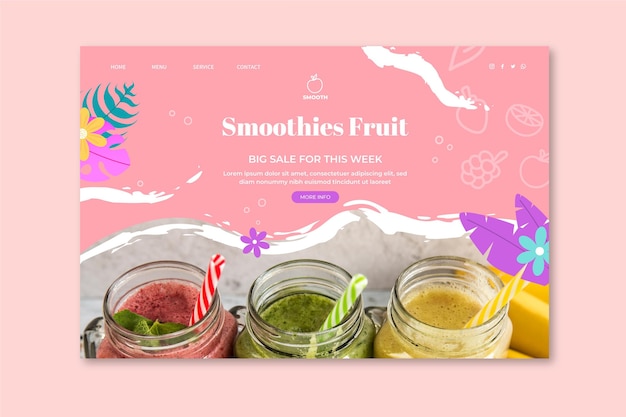 Free Vector smoothies bar landing page