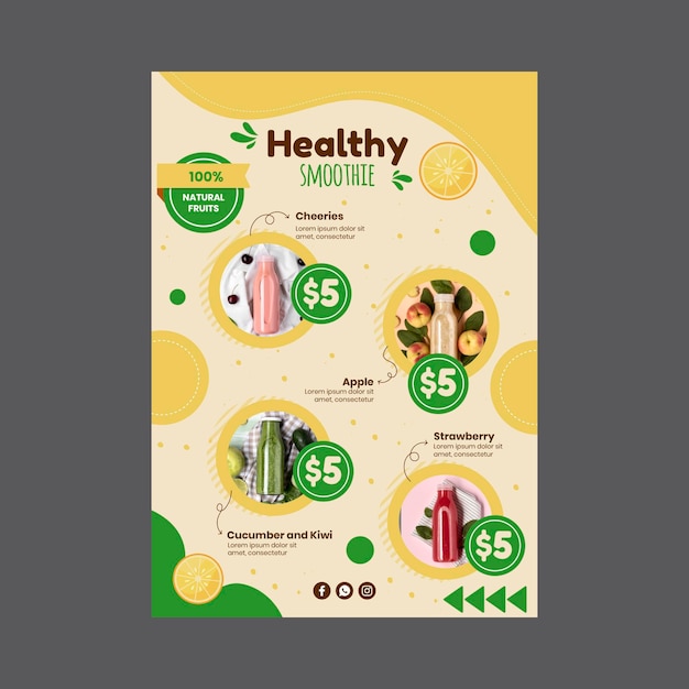 Smoothies bar menu template